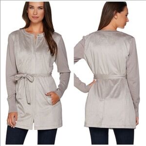 - H by Halston faux suede knit sleeve zip up sz12